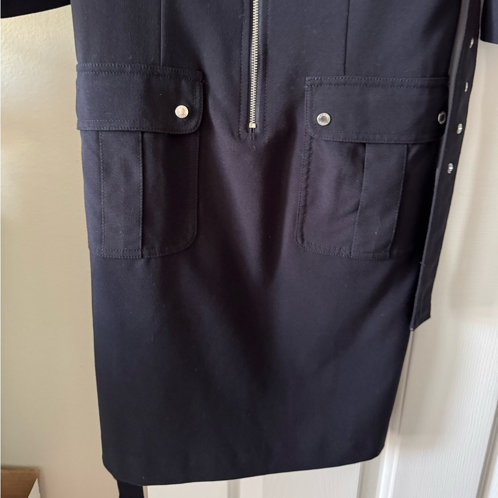 Michael Kors dress, S, Navy, 3/4 sleeves, Zip Front, belted, NWOT - Picture 5 of 10